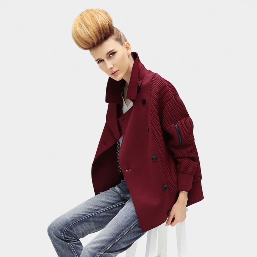 NWOT Cocobella Over Plush Red Double Breasted Mesh Jacket Size Small